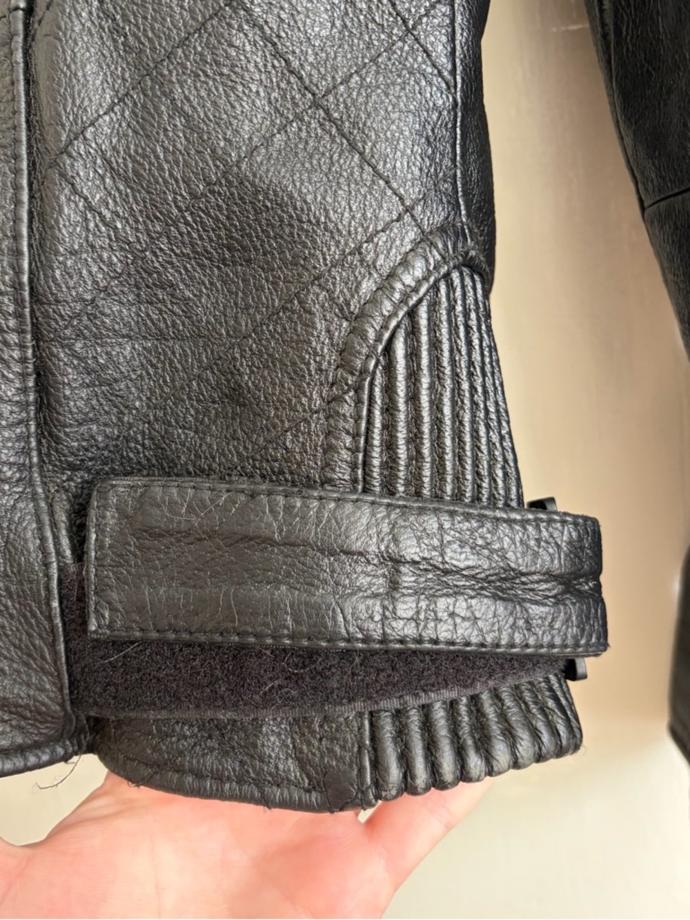 Men's Black Leather Jacket - Classic Zip Front - Picture 7 of 8